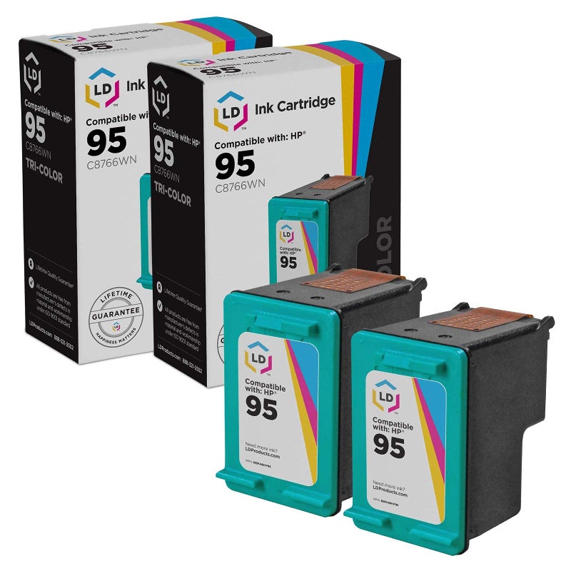 LD Remanufactured Replacement Ink Cartridges for Hewlett Packard C8766WN (HP 95) Tri-Color (2 Pack) - Image 1